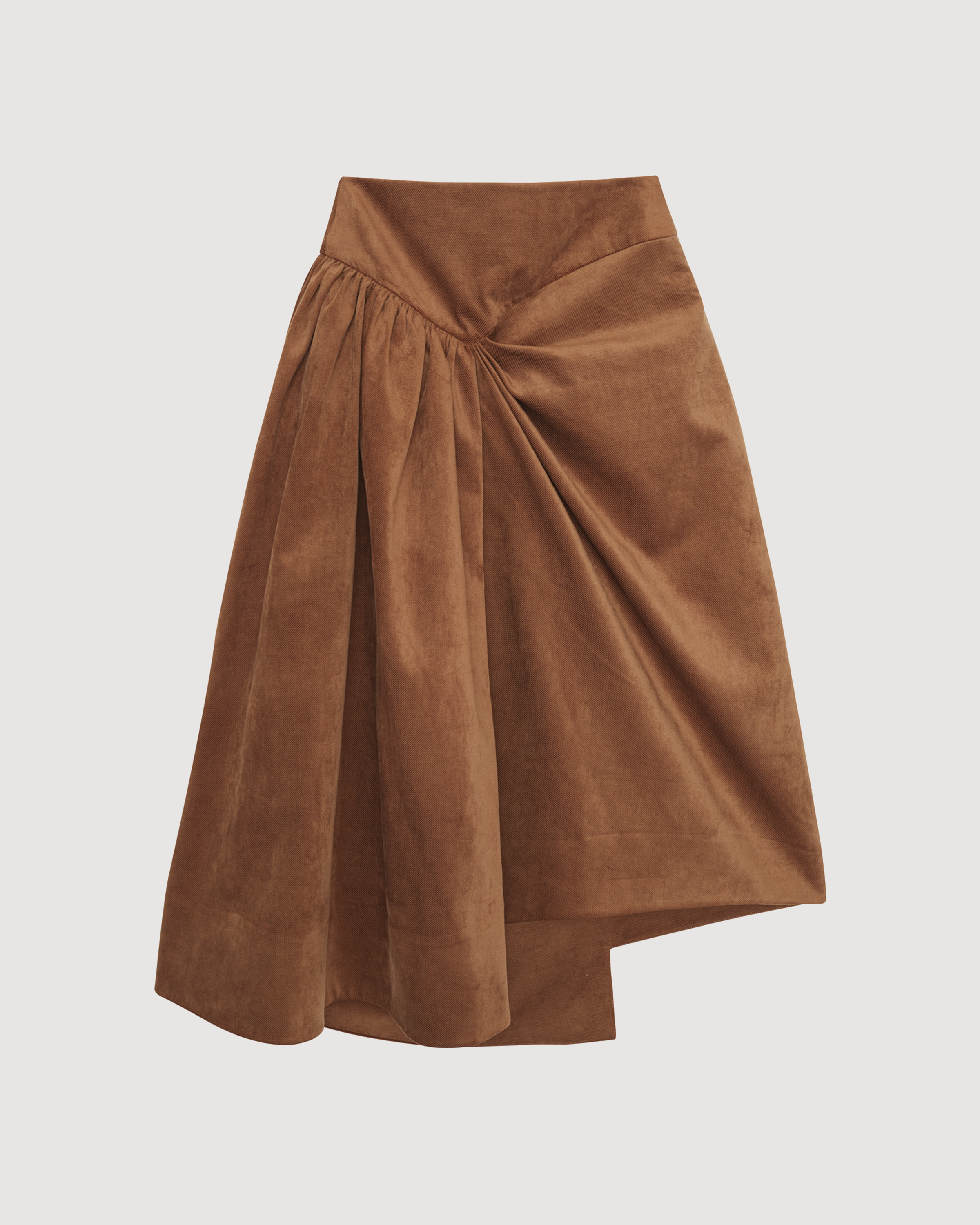 Asymmetric pleated long skirt